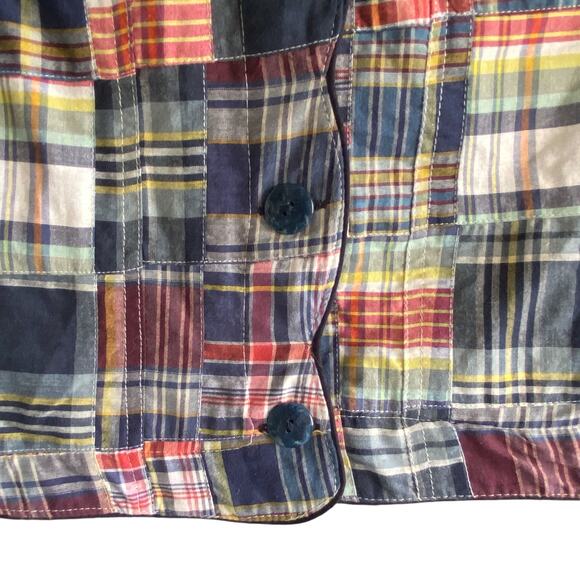 CHRISTOPHER & BANKS Madras Blazer Jacket M Preppy Patchwork Academia Classic - Picture 5 of 11